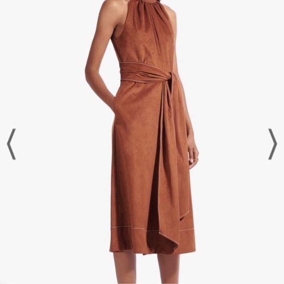 STAUD Elegant Brown Midi Dress - Picture 7 of 9